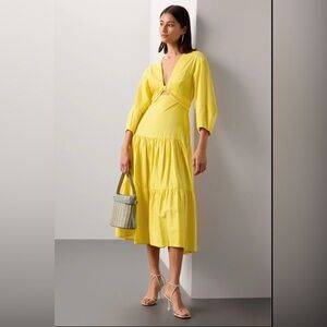 Derek Lam 10 Crosby | Yellow Twist Front Midi Dress | RTR| Size 38